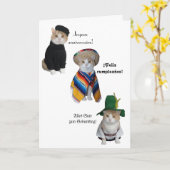 6かおもしろい国語による猫/子猫ハッピーバースデー カード (黄色い花)