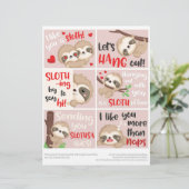 6かわいいナマケモノ教室バレンタインデーのカード レターヘッド (スタンド正面)