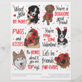 6かわいい犬の子供たち教室バレンタインデーのカード レターヘッド (正面)