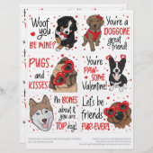 6かわいい犬の子供たち教室バレンタインデーのカード レターヘッド (正面/裏面)