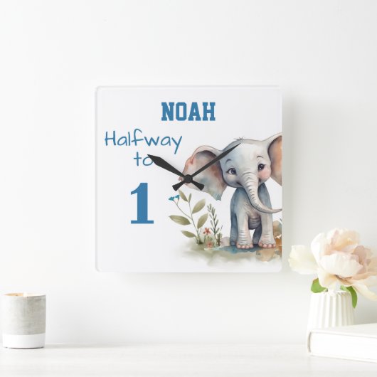 6か月の誕生日 スクエア壁時計 (ホーム)