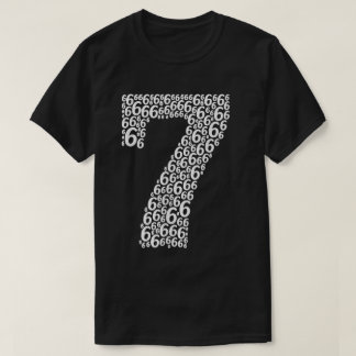 6がたくさん集まった7の形の「67」面白いデザイン Tシャツ