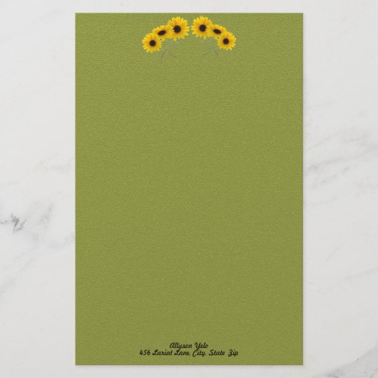 6つのひまわりフローラフォトバナーアーチカスタム型 便箋 (正面)