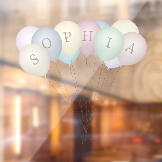 6つのカスタムレター ヴィンテージ パステル & セピア風気球 ウィンドウサイン (シート2)