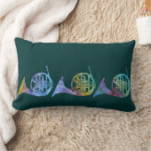 6つのカラフルなフレンチ・ホルン ランバークッション (ブランケット)