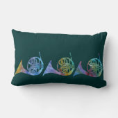 6つのカラフルなフレンチ・ホルン ランバークッション (裏面)