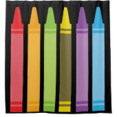 6つのカラフルクレヨン シャワーカーテン (正面)