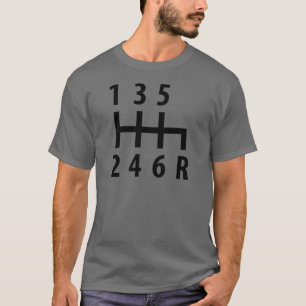 6つのギアシフトのレースカーの黒 Tシャツ