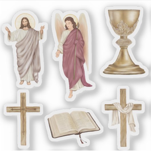 6つのクリスチャンをテーマにした シール (正面)