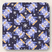 6つのコースターのクリスマスブルーペンギン鳥セット コースター (正面)