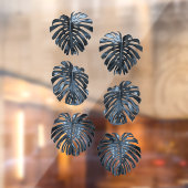 6つのジャングルの熱帯ダークブルー葉セット ウィンドウサイン (シート2)