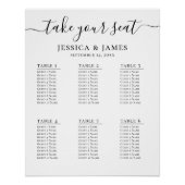 6つのテーブルを持つエレガントな結婚式のシーティングチャート ポスター (正面)