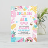 6つのトロピカルビーチ6th誕生日パーティーにスプラッシュ 招待状 (スタンド正面)