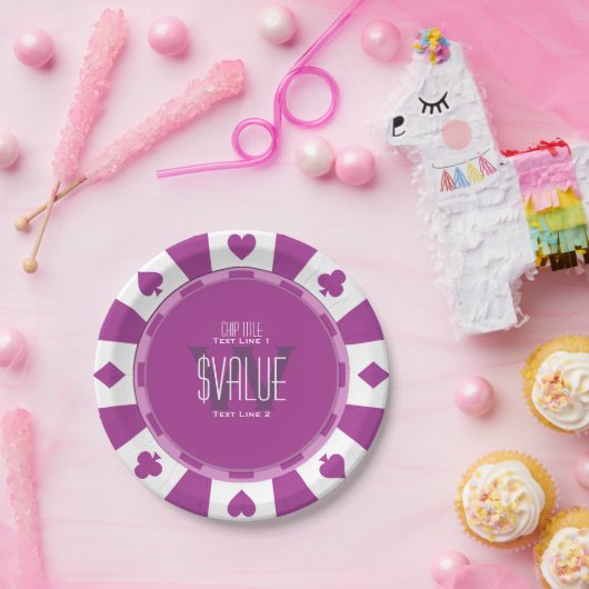 6つのパーソナライズされたクラシックトランプのポーカーチップ ペーパープレート (パーティー)