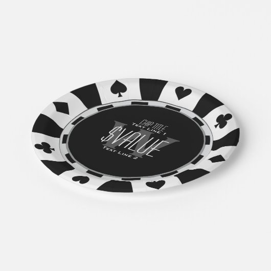 6つのパーソナライズされたクラシックトランプのポーカーチップ ペーパープレート (アングル)