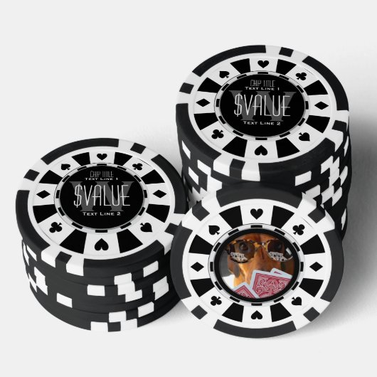 6つのパーソナライズされたクラシックトランプのポーカーチップ ポーカーチップ (積み重ね)