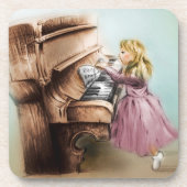 6つのピアノガールコースター、カラフルヴィンテージアートのセット コースター (正面)