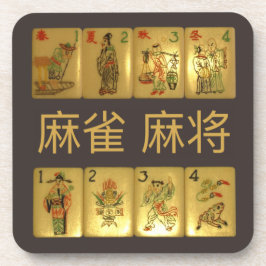 6つのプラスチックコースター-麻雀麻将の花及び季節 コースター