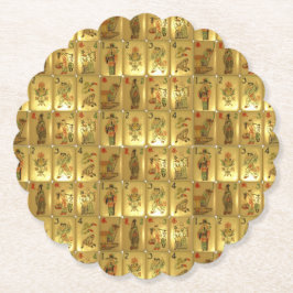 6つのペーパーコースター-数々のタイルを張られた花及び季節 ペーパーコースター