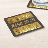 6つのペーパーコースター-麻雀麻将の花及び季節 スクエアペーパーコースター (アングル)