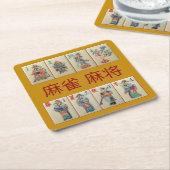 6つのペーパーコースター-麻雀麻将の花及び季節 スクエアペーパーコースター (アングル)