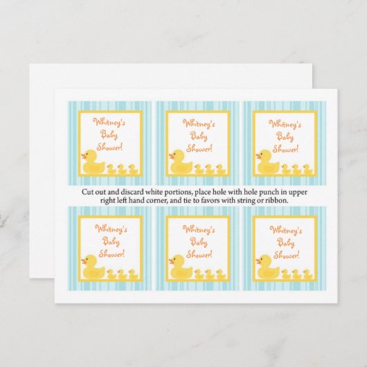 6つのメッセージカードのゴム製ダッキーの泡 インビテーションポストカード (正面/裏面)