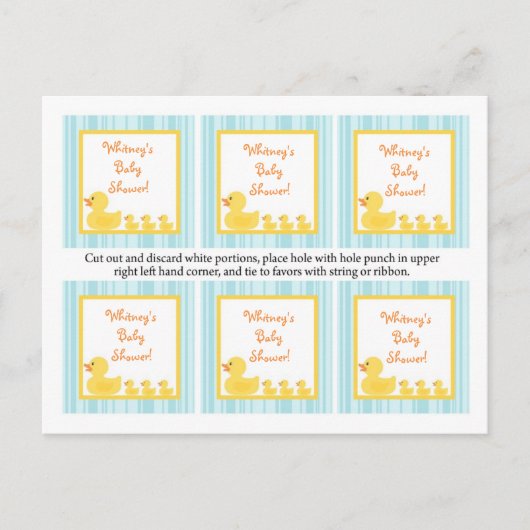 6つのメッセージカードのゴム製ダッキーの泡 インビテーションポストカード (正面)