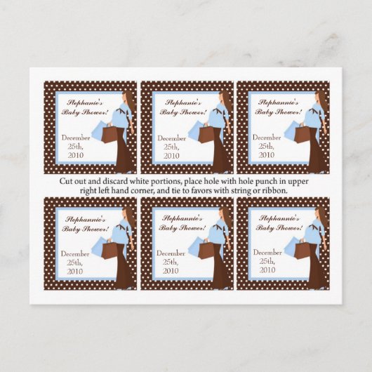 6つのメッセージカードの青くモダンなお母さんの水玉模様 インビテーションポストカード (正面)