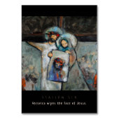 6つのヴェロニカのワイプの顔、祈りの言葉カードを配置して下さい テーブルナンバー (正面)