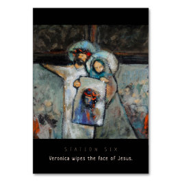 6つのヴェロニカのワイプの顔、祈りの言葉カードを配置して下さい テーブルナンバー