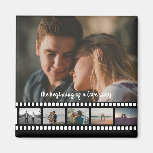 6つの写真がMoviesボタンのようにコラージュ マグネット (正面)