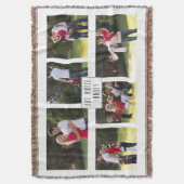 6つの写真のコラージュと名前パーソナライズされた スローブランケット (正面縦)