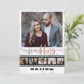 6つの写真コラージムービフレームバラ金ゴールドグリッター  招待状 (スタンド正面)