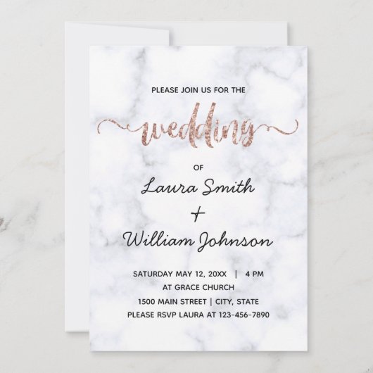 6つの写真コラージムービフレームバラ金ゴールドグリッター  招待状 (裏面)