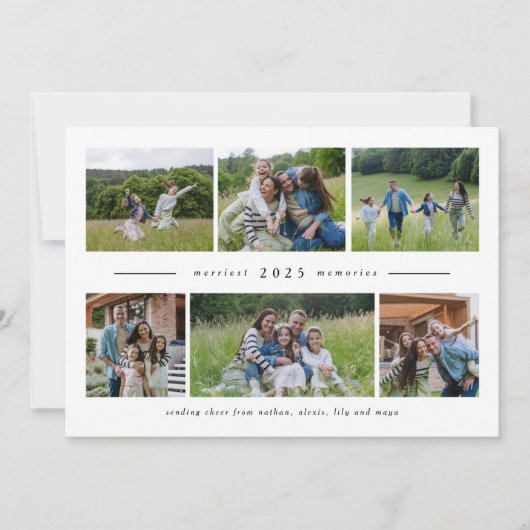 6つの写真コラージュシンプル家族のクリスマス シーズンカード (正面)
