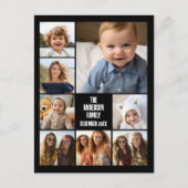 6つの写真テンプレートと2行の文字 – 黒 ポストカード (正面)