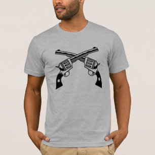 6つの射手銃の灰色交差させるメンズTシャツに合います Tシャツ