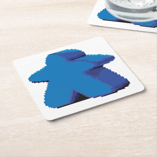 6つの正方形のコースターのピクセルMeeple 8ビットセット スクエアペーパーコースター (アングル)