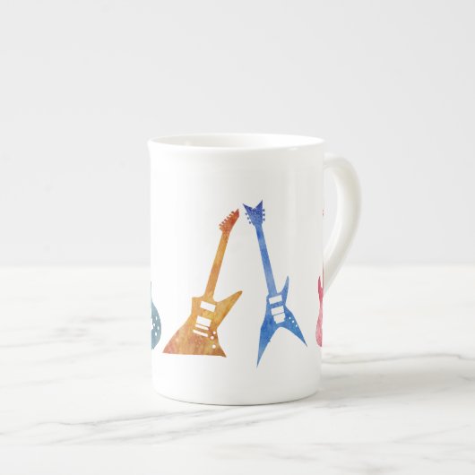 6つの肯定的にエレキギター ボーンチャイナマグカップ (正面右)