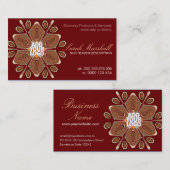 6つの花びら幾何学的な花とロゴ付き名刺 名刺 (正面/裏面)