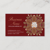 6つの花びら幾何学的な花とロゴ付き名刺 名刺 (裏面)