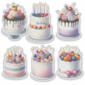 6つの誕生日ケーキ シール (正面)