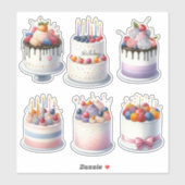 6つの誕生日ケーキ シール (シート)