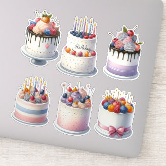 6つの誕生日ケーキ シール