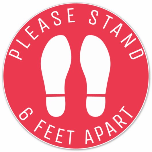 6つの足を離れて安全フロアサークル シール (正面)