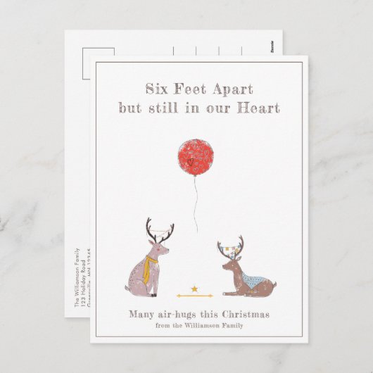 6つの足アパートかわいいおもしろい鹿検疫クリスマス シーズンポストカード (正面/裏面)