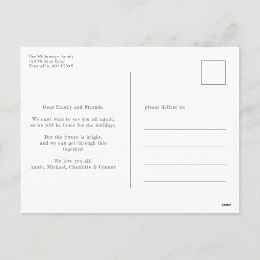 6つの足アパートかわいいおもしろい鹿検疫クリスマス シーズンポストカード (裏面)