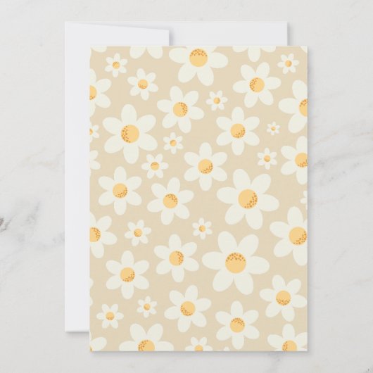 6つのGroovyレトロデイジーフォト誕生日招待状- ノートカード (裏面)