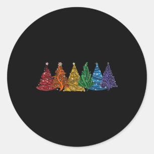 6つのLgbtqプライドのレインボークリスマスツリーベクトルの ラウンドシール