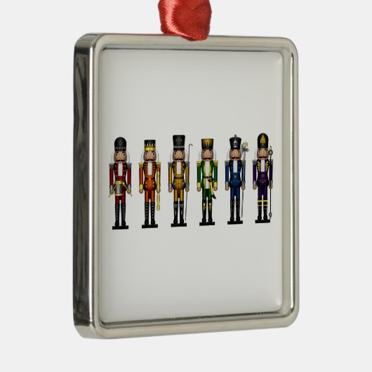6つのLGBTQプライドの列レインボー冬くるみクラッカー メタルオーナメント (右)